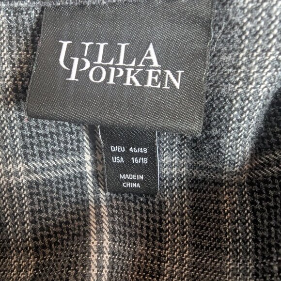 Ulla Popken Black Denim Flannel Snap Front Collared Shirt Raw Hem Plus Sz 16/18 - Picture 10 of 12